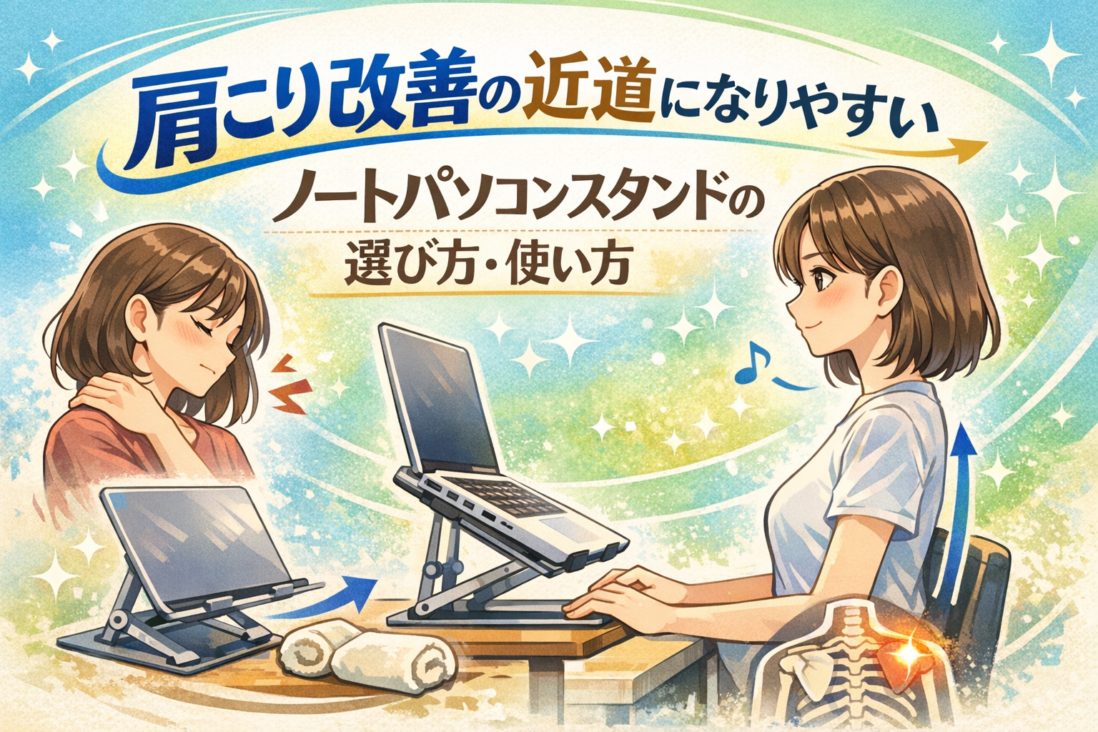 ノートパソコンスタンドは肩こり改善の近道になりやすいです