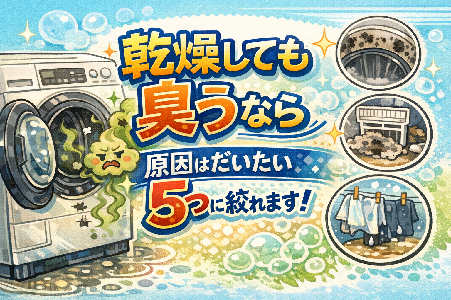 乾燥しても臭うなら、原因はだいたい5つに絞れます！