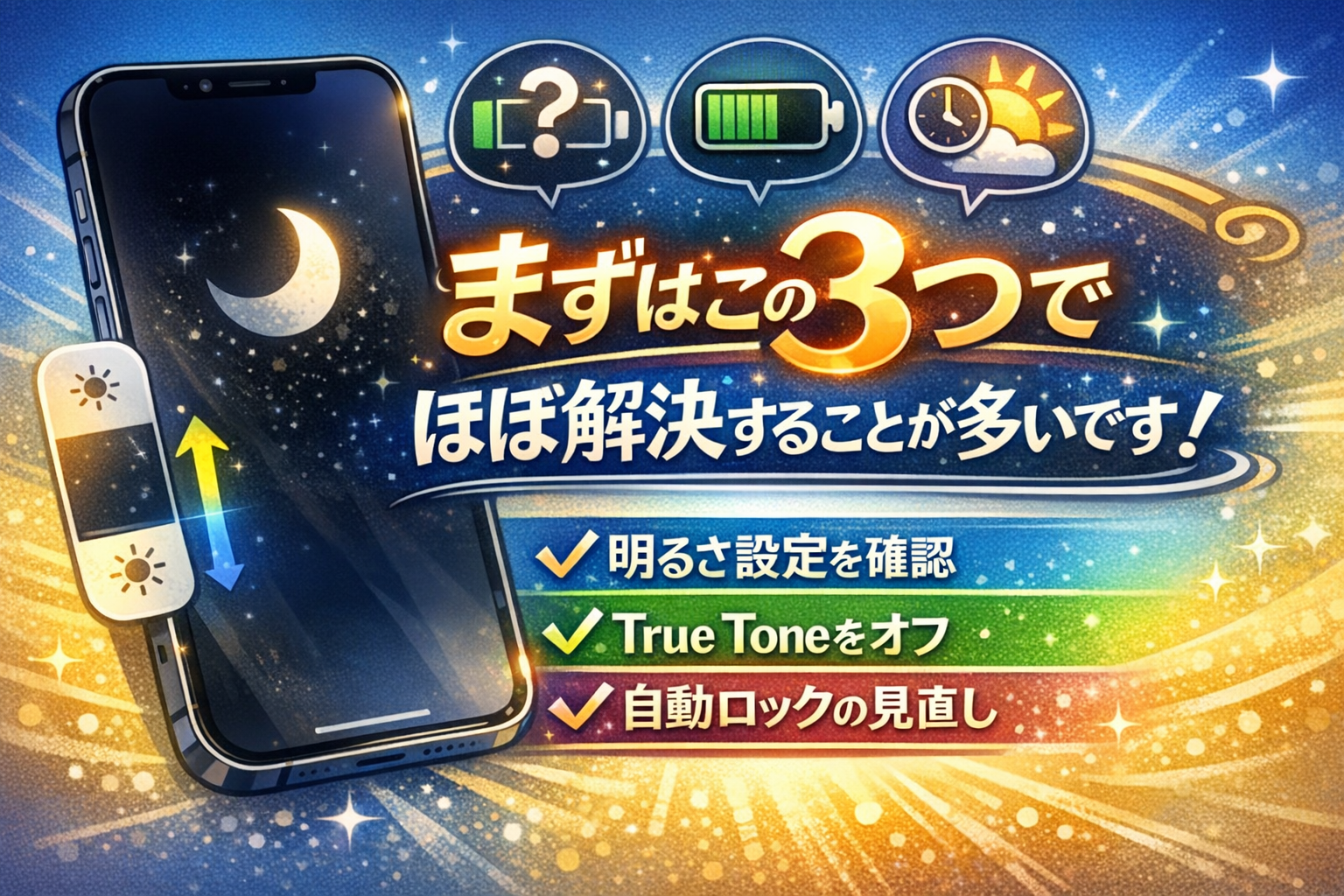 まずはこの3つでほぼ解決することが多いです！