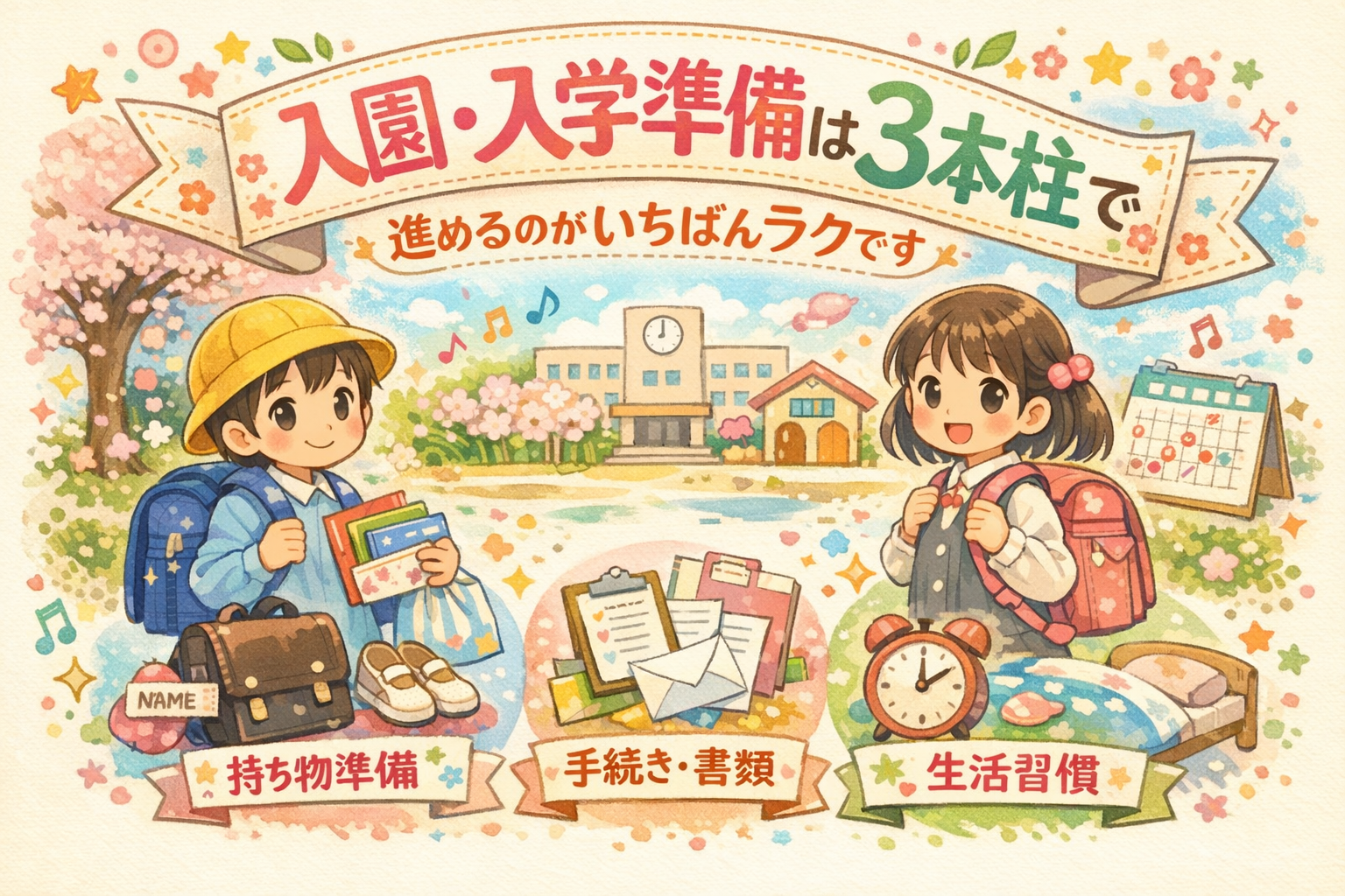入園・入学準備は3本柱で進めるのがいちばんラクです