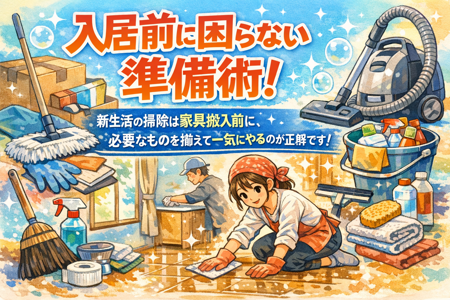 新生活の掃除は家具搬入前に、必要なものを揃えて一気にやるのが正解です！